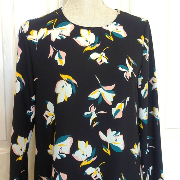 Halogen Floral Long sleeve Floral Black Dress - Picture 3 of 7